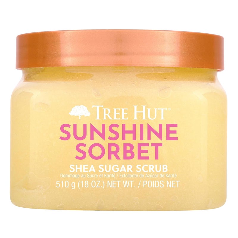 Treehut Sunshine Sorbet Shea Sugar Scrub, Exfoliating, Hydrating & Moisturizing Body Scrub with Shea Butter & Nourishing Essential Oils, Smooth & Soften Skin, 18 oz - Image 1